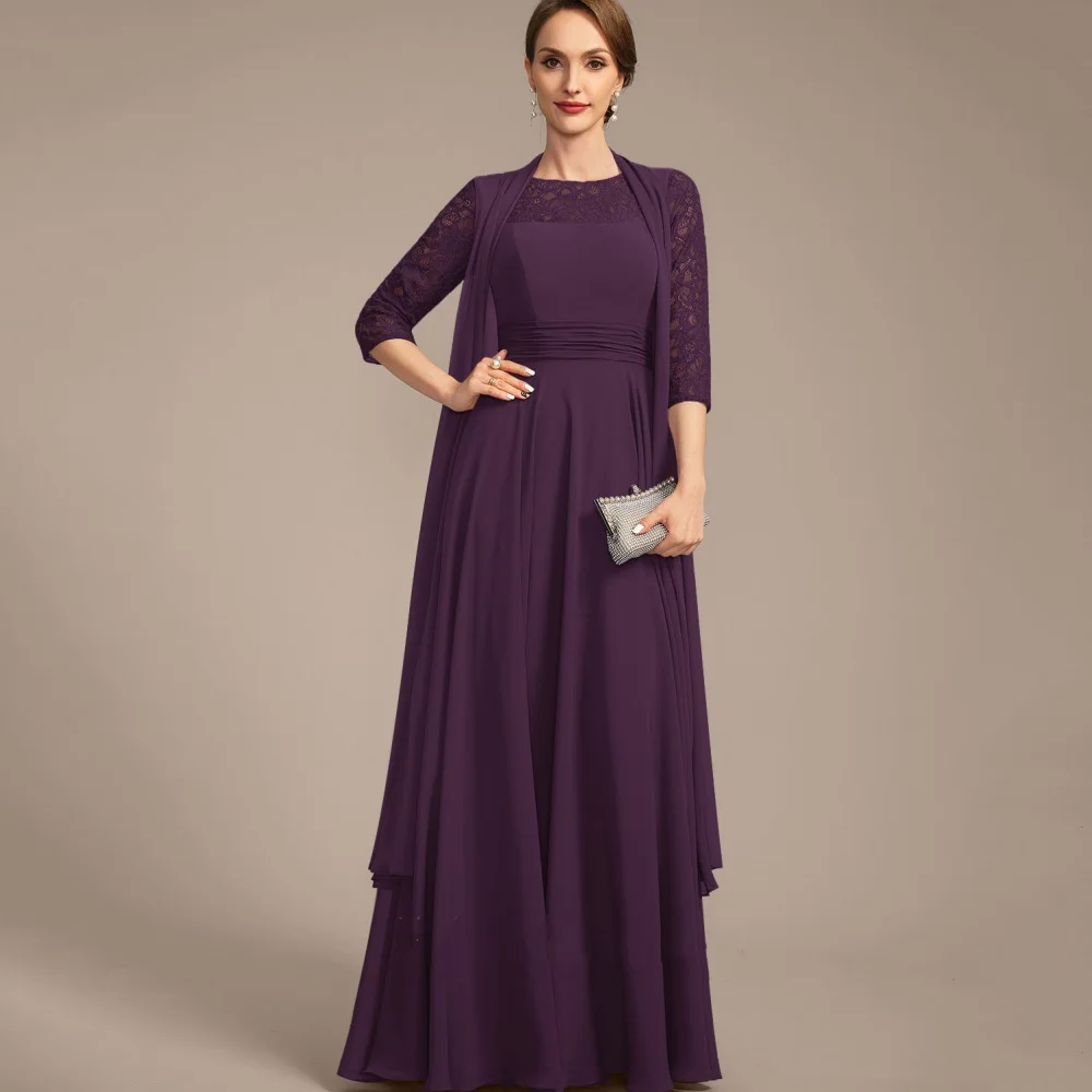 

Lace Customized Mother of Dresses Elegnt A Line With Jacket Bride Party Dress Formal Gowns New robes invitée mariage