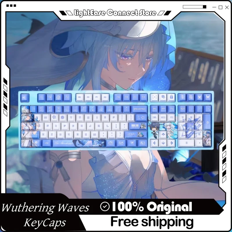 Wuthering Waves Shorekeeper Theme Keycaps 120 Key Cherry Profile Pbt Thermal Sublimation Mechanical Keyboard Anime Game Keycaps