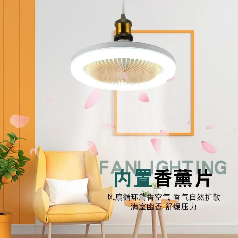 E27 LED Ceiling Fans with Light Remote Control Dimmable Ceiling Lamp Bulb Indoor Bedroom Chandelier with Cooling Fan 3 Modes