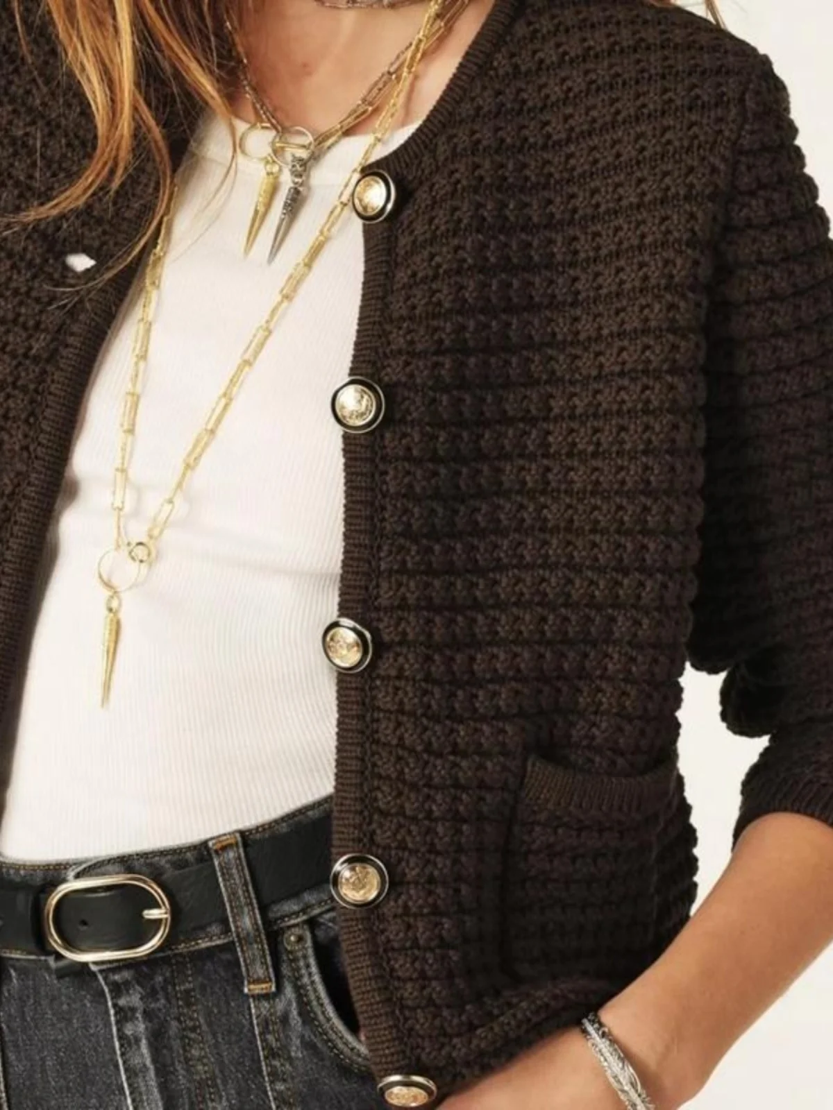 Nieuwe kleur BS puur katoen gebreid vest jas enkele knop Bla Ele Thi Weave lente zomer herfst dames Faion