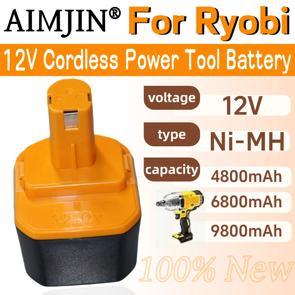 

For Ryobi 4800/6800/9800mAh 12V Power tool Battery Replacement B-8286 BPT1025 RY-1204 1400143 1400652 1400670 440000