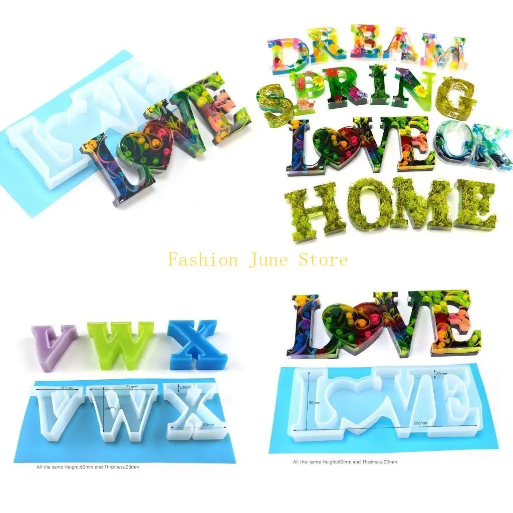 

N5KA Silicone Molds 26 English Letters Silicone Casting Mold DIY Table Decor Art Craft Words Resin Moulds Craft
