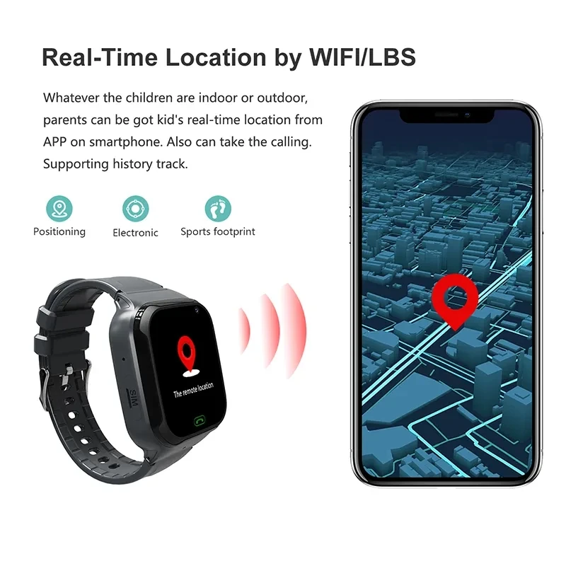 4G Smart Watch Kids SOS LBS WIFI SIM Card Network Smartwatch for Boy Girl Waterproof Real-Time Location Video Call Tracker Phone