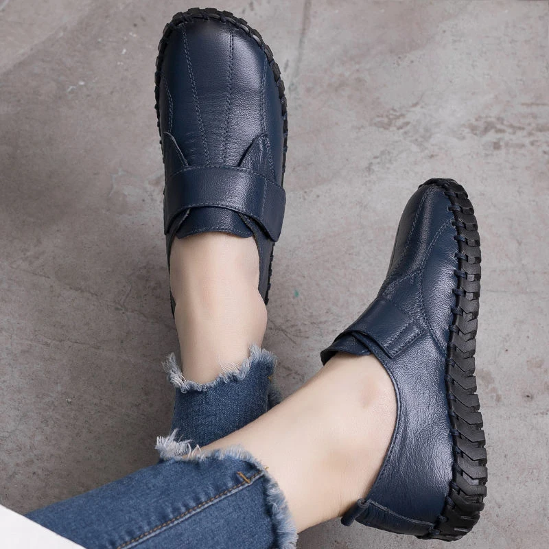 Herbst breite Breite Damenschuhe Echt leder Ballerinas Damen weiße Slipper fahren Mokassins Damenschuhe für Fußknochen – Detail 26