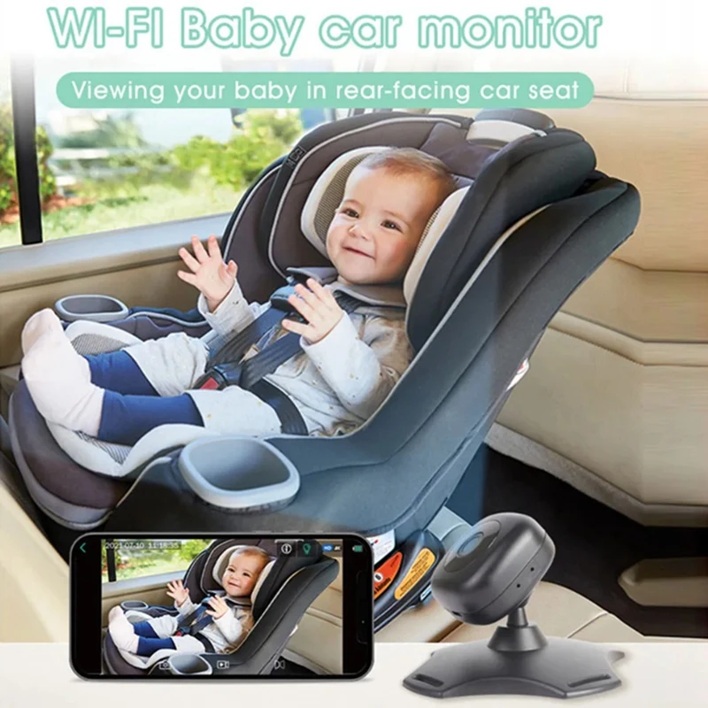 1 Set Wifi Stroller Monitor 360° Rotating Night Vision USB Stroller Mirror Camera