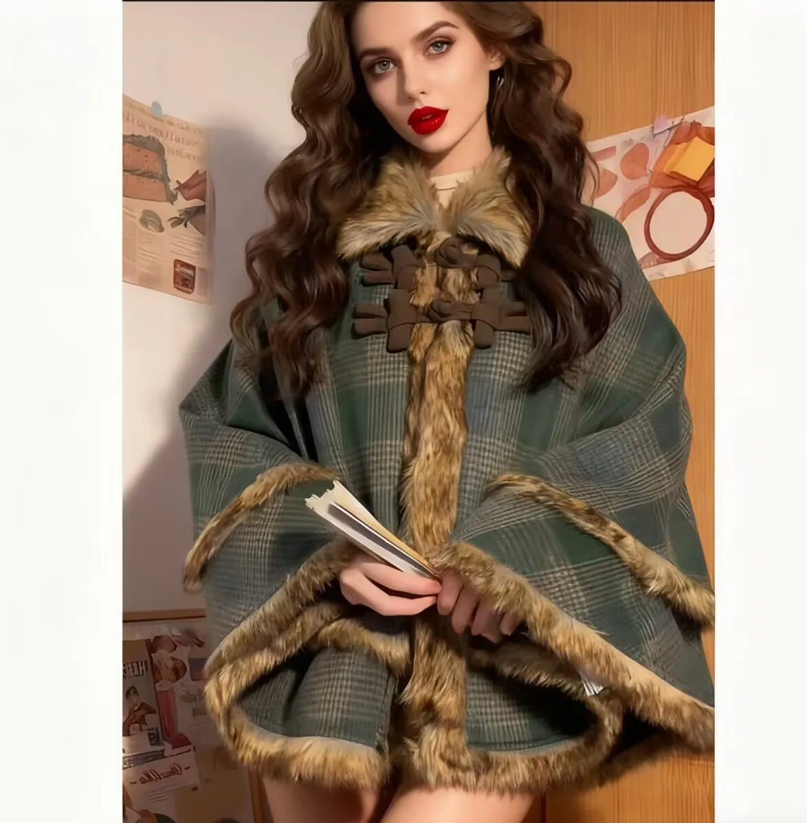 

Wool Blend Coats Womens Woolen Coat Red Winter Brocade Stand-Up Collar Double-Breasted Elegant Mature French Style Office Lady