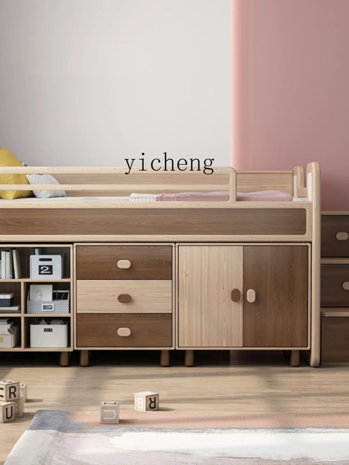 Zc Children's Bed All Solid Wood Boys and Girls Single Bed Multifunctional Storage Medium Bed