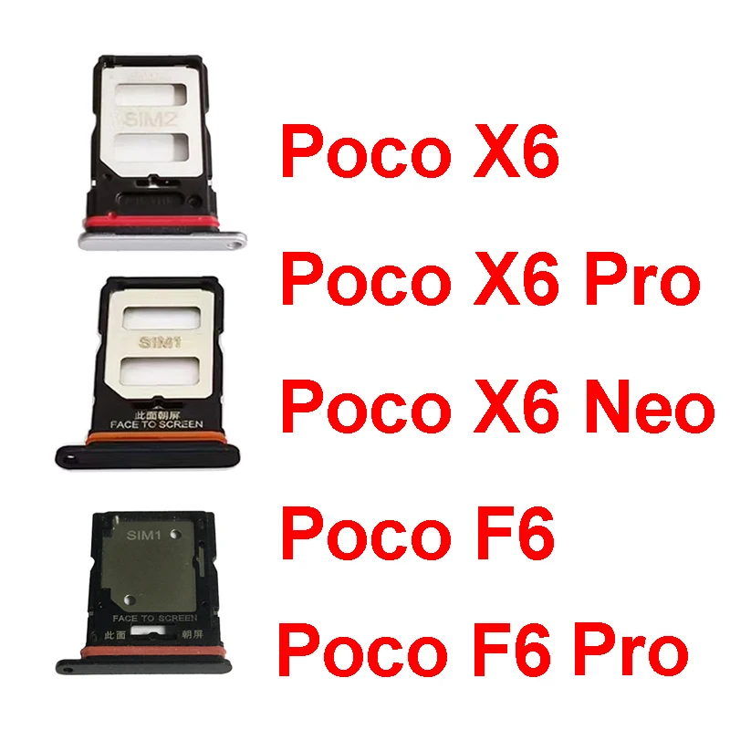 Sim Card Tray Slot For Xiaomi Poco X6 X6 Pro X6 Neo Poco F6 F6 Pro SIM Card Slot Card Reader Holder Replacement Replacement