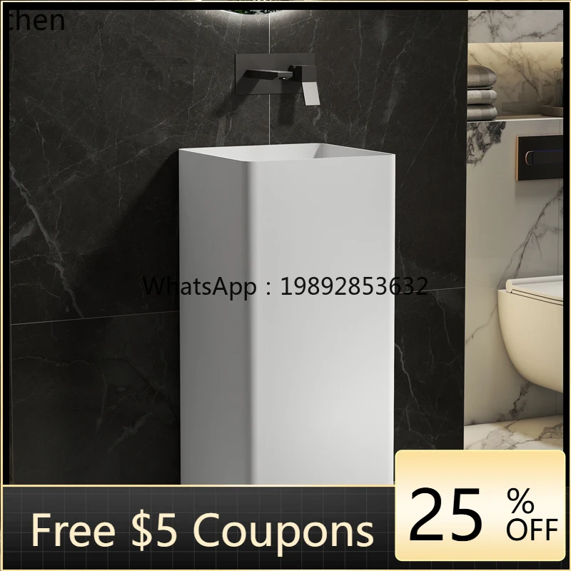 

villa garden artificial stone column basin square mini simple bathroom independent washbasin integrated floor type