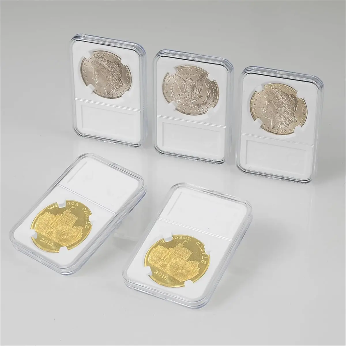 【New User-Coupon!】20-Pack Coin Slab Display Holder for Peace IKE Silver 38mm Dollar Coins with Clear Acrylic Cases