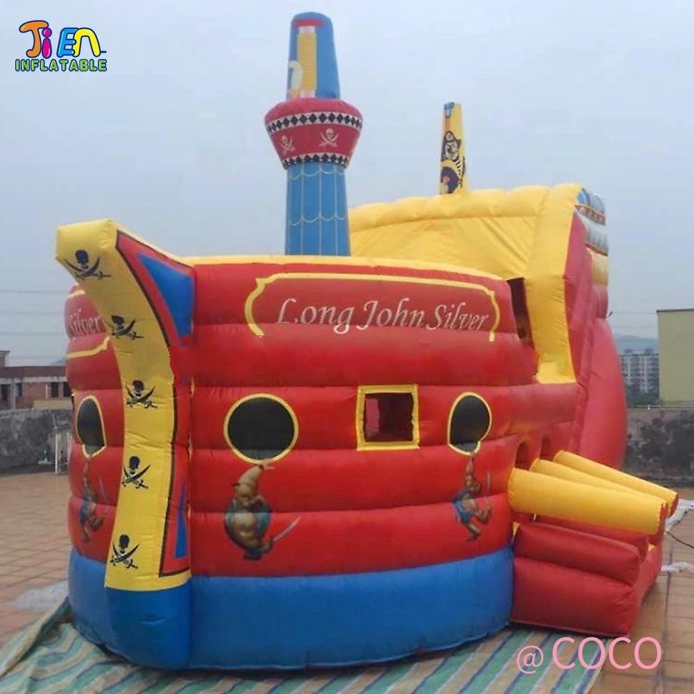 Tobogán inflable para niños, combo de 7x3,5 m, barco pirata