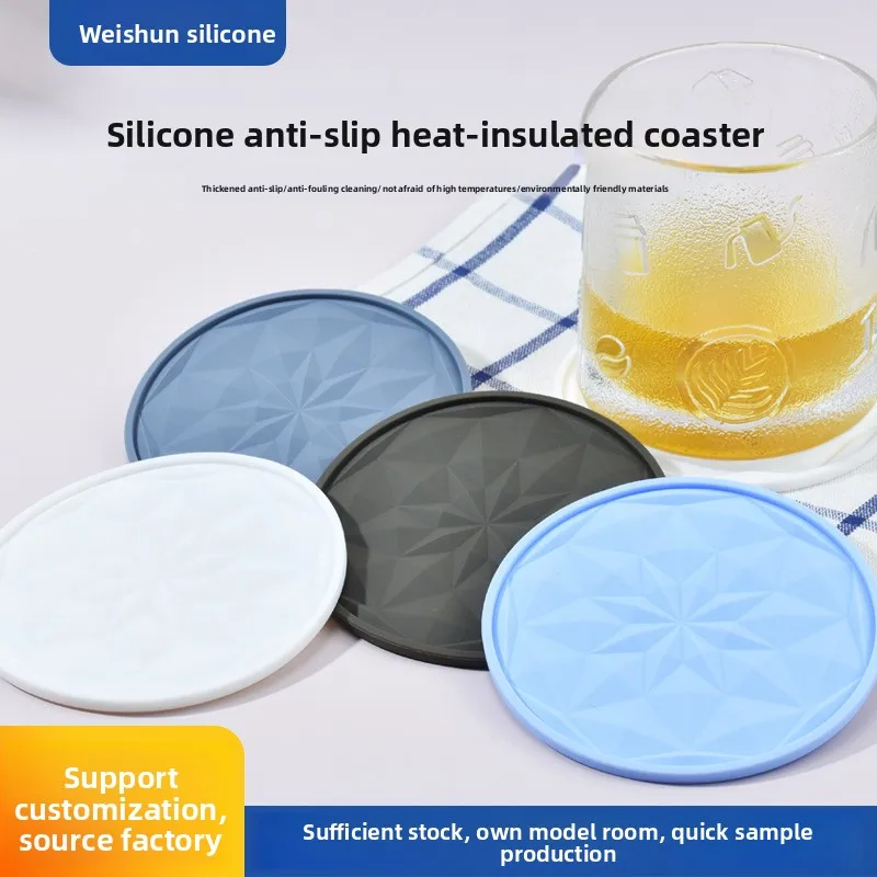 Silikon-Untersetzer, Wasserbecher, Wärmedämmungskissen, rutschfest, verbrühungshemmend, verdickter, hochtemperaturbeständiger, weicher Untersetzer