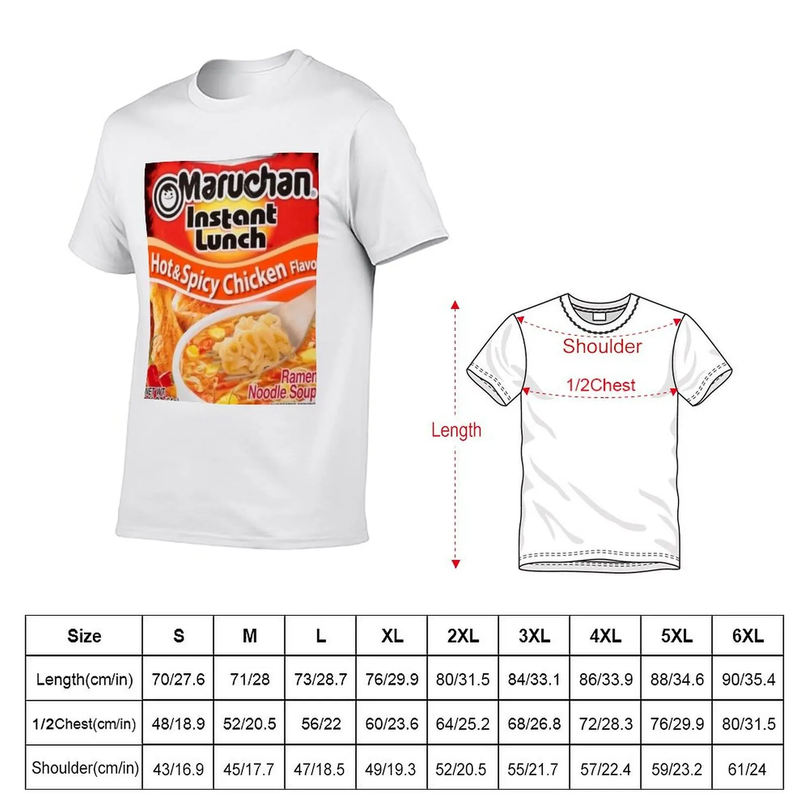 Spicy Ramen Noodle Soup T-Shirt Lightweight Basic Short Sleeve Shirt
