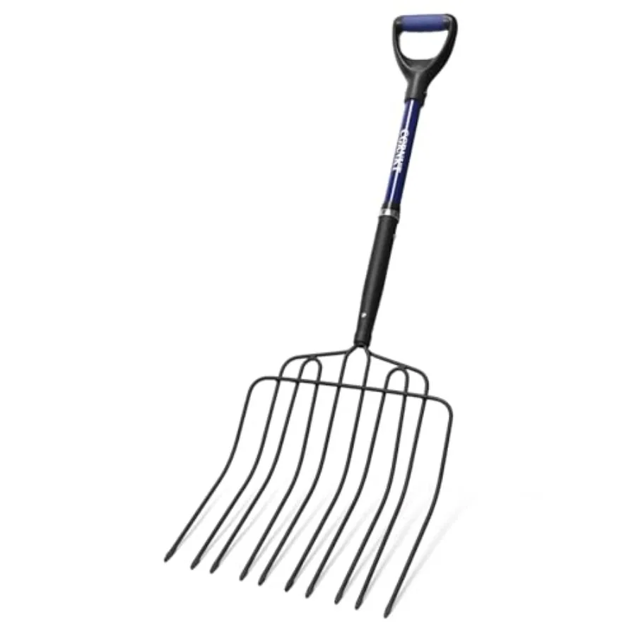 

10-Tine Pitch Fork for Gardening Heavy Duty Manure and Mulch Fork with Fiberglass Handle Wide Bedding Hay Fork for Compost Farm