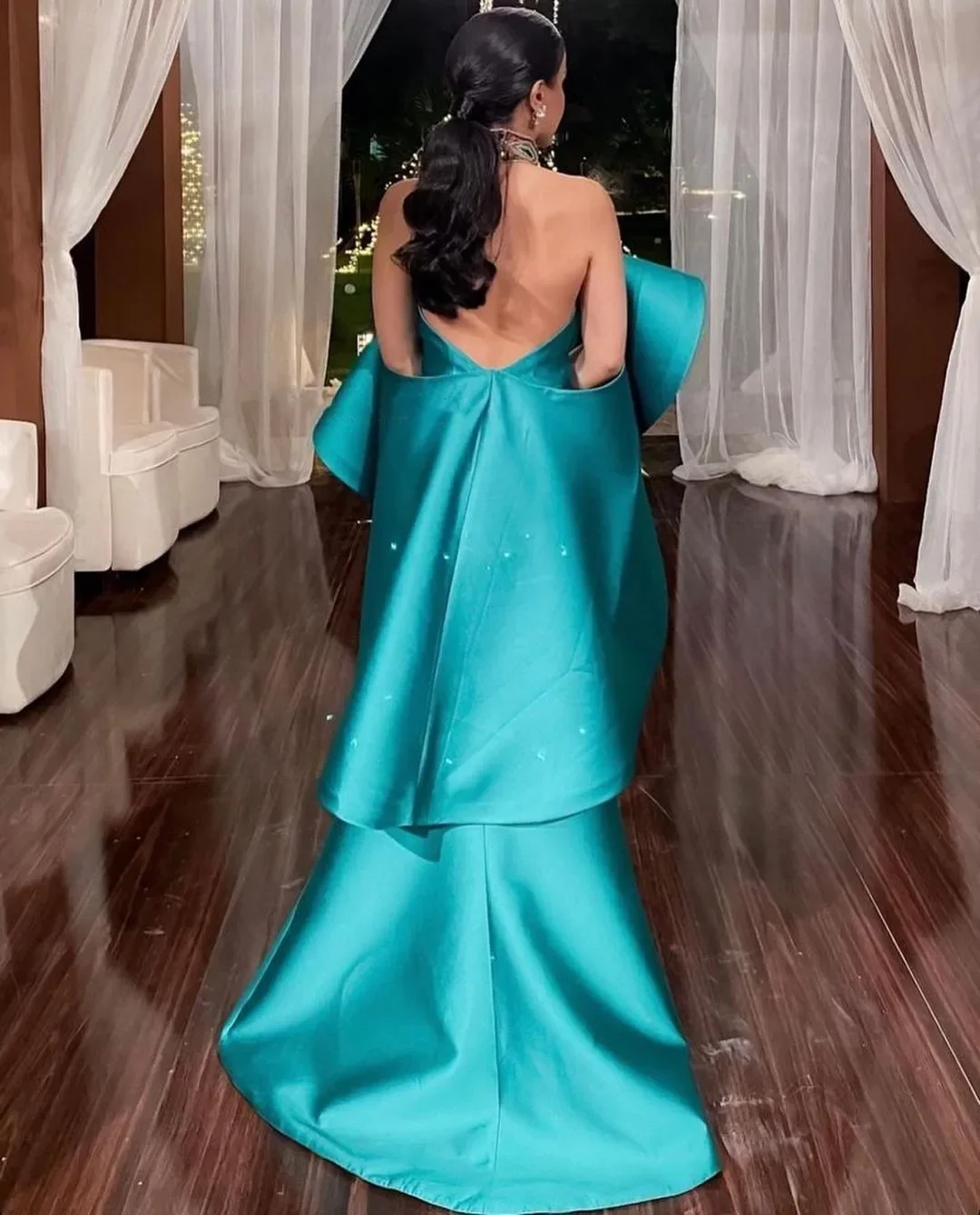 High Neck Beads Prom Dresses 2024 Off Shoulder Front Slit Customizable Evening Dresses Backless Formal Occasion DressesML-098