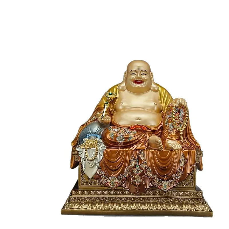 Taiwan colored copper ornament Maitreya Buddha statue
