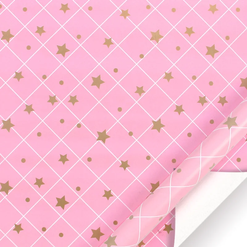 4 Designs 50 x 70cm Kraft Paper Pink Star Wrapping Paper Sheet Kraft for Kids Gifts Wrapping Paper Sheets