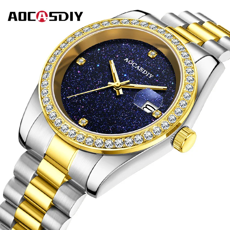 

New Men's Automatic Mechanical Wristwatches Starry Sky Dial Waterproof Diamond Steel Band Casual Business Watch Men Male Clock