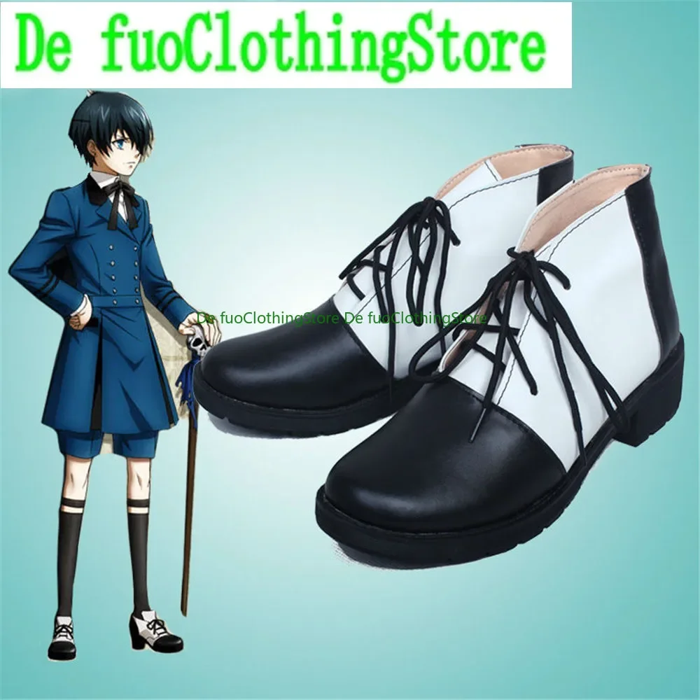 متجر أحذية DefuoClothing Black Butler Ciel Phantomhive أحذية كوسبلاي أحذية لعبة الهالوين