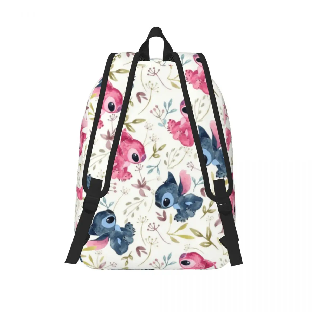 Mochila de lona personalizada para hombre y mujer, morral de viaje con estampado de flores de Ángel, dibujos animados, ideal para ordenador portátil