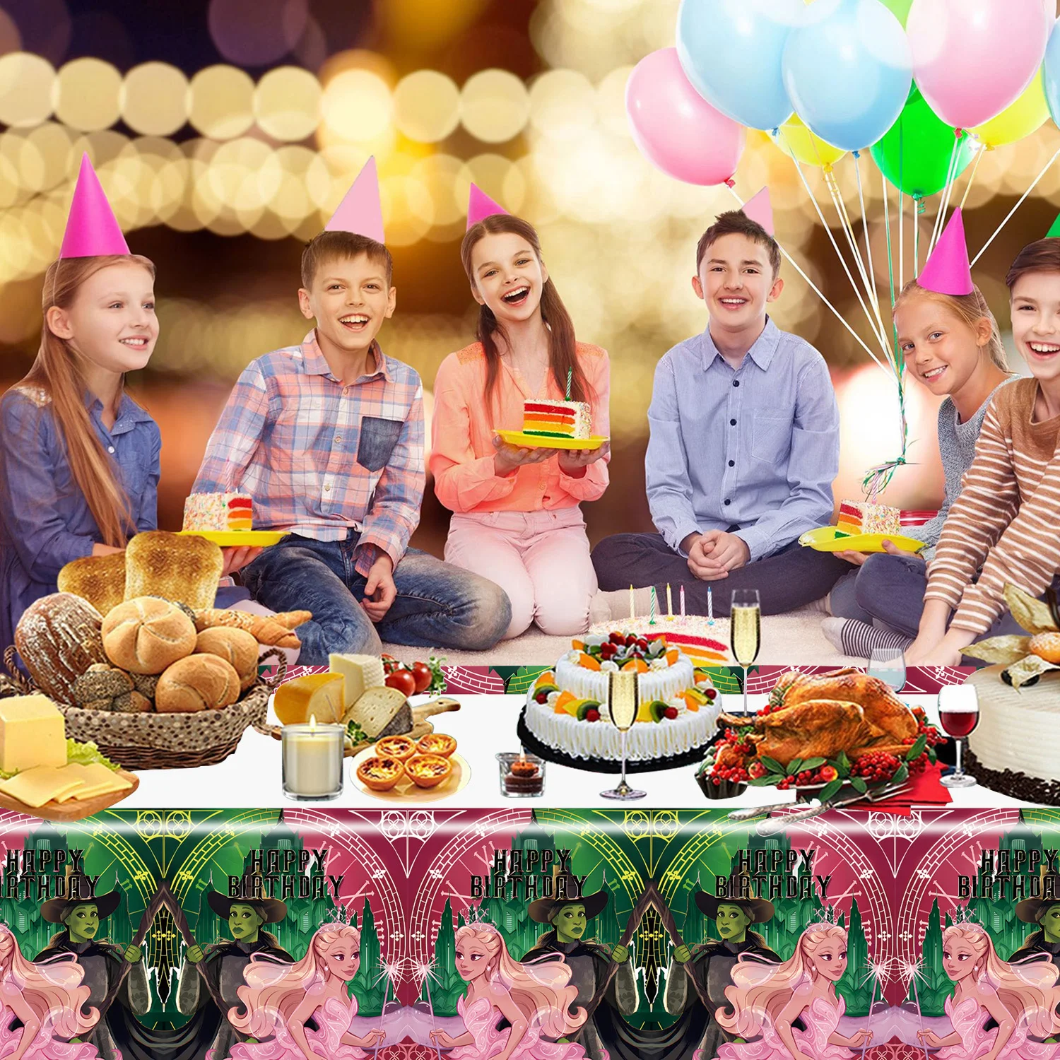 مفرش المائدة الشريرة لحفلة عيد الميلاد الكرتونية الساحرة السحرية المتاح الديكور مفرش المائدة الطفل الاطفال لصالح لعبة مجموعة لوازم الحفلات