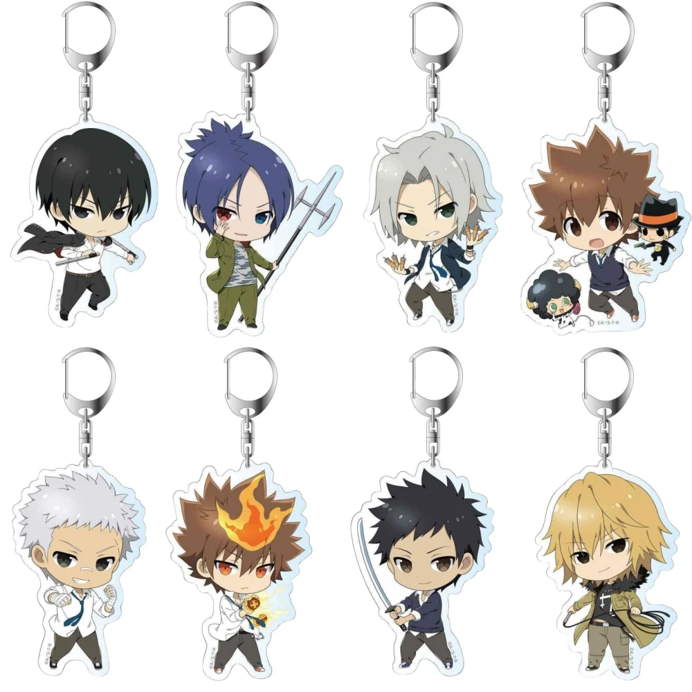 Charm Anime Fans Gifts  Family Teachers  HITMAN REBORN Gokudera Hayato Hibari Acrylic Keychain Decor Series About 6cm