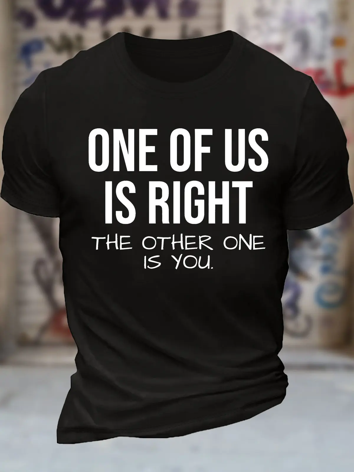 Men's One Of Us Is Right The Other One Is You Funny Graphic Printing Text Letters Cotton Casual T-Shirt