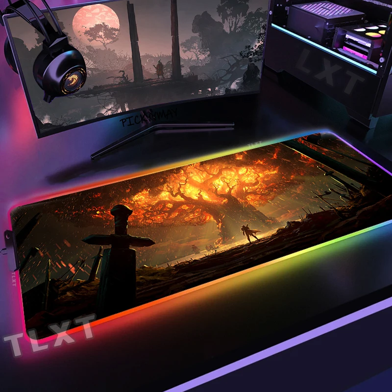 

RGB Gaming Mousepad World Of Warcraft Mouse Mats LED Large Gamer Mousepads XXL Keyboard Pads Luminous Desk Mat Mouse Pad Backlit