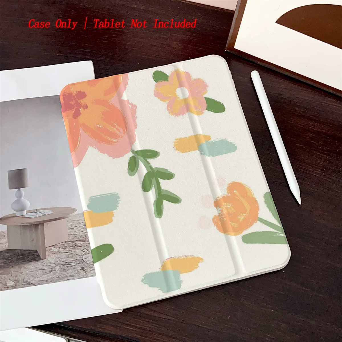 

Adorable Cartoon Orange Mini Flowers Design iPad Case For Apple iPad Pro 12.9 Air 5 Mini 6 9th Gen Slim Anti-Scratch Cover