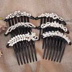 Moda mujer peine Clip horquillas Rhinestone perla horquilla garras pasadores peinetas fabricante de cabello moño accesorios para el cabello