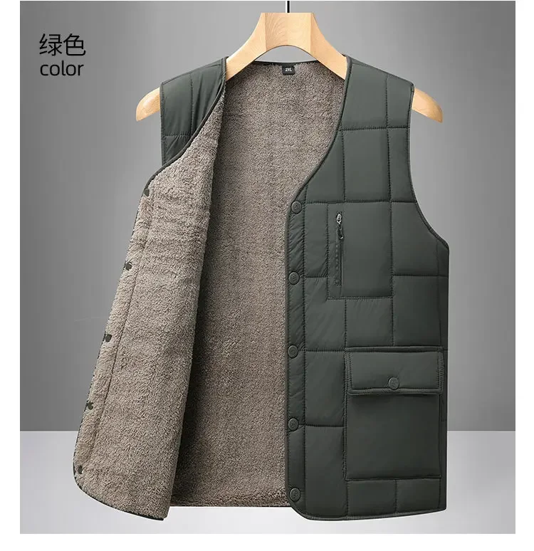 New Autumn/Winter Velvet Vest Men's Lightweight Outdoor Leisure Vest Camping Fishing closed vest work clothes M838