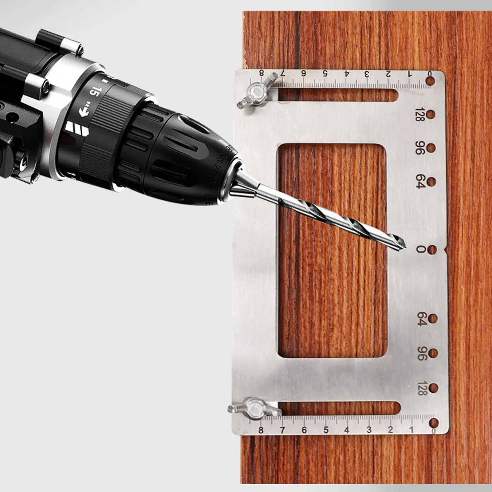 Stainless Steel Hole Punch Drilling Guide Template for cabinet Door Woodworking Tool Locator