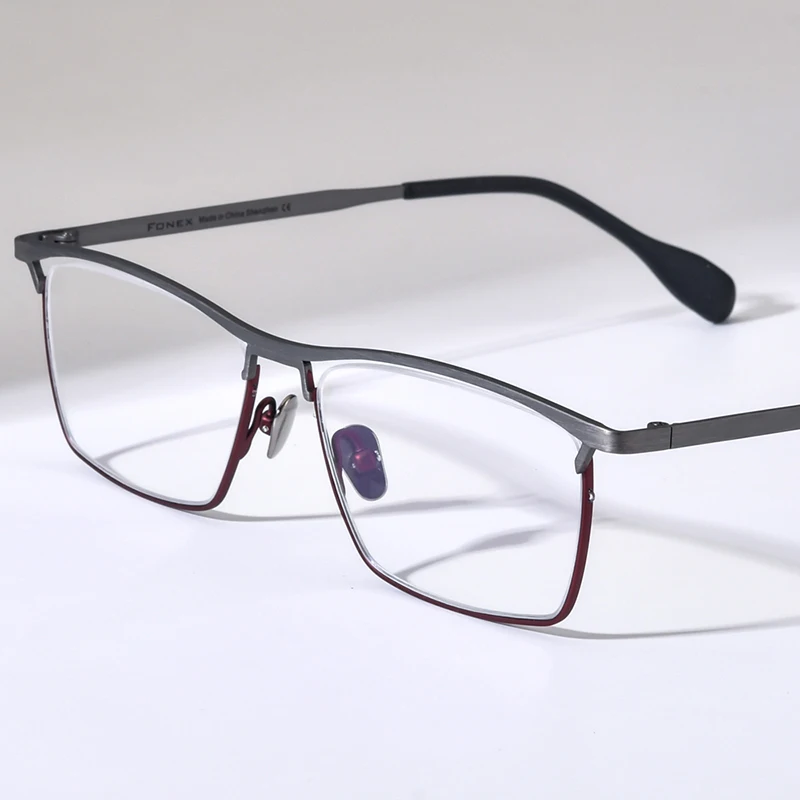 FONEX Pure Titanium Glasses Frame Men 2025 New Fashion Brand Design Square Eyeglasses Women Japanese High Quality Eyewear 85783