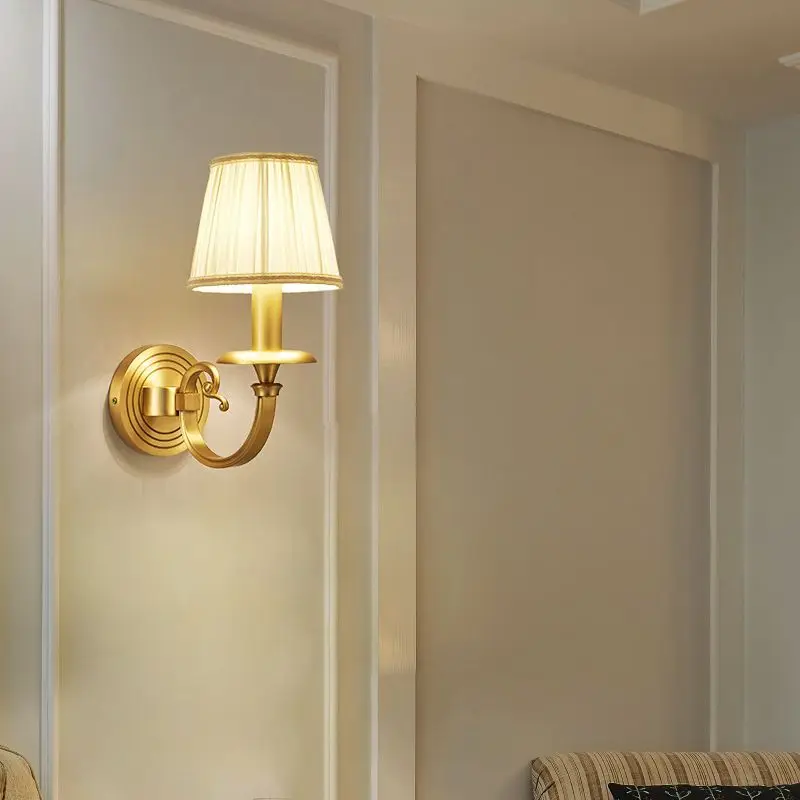 

American all-copper wall lamp rural pastoral living room bedroom lamp bedside background wall wall lamp aisle corridor staircase