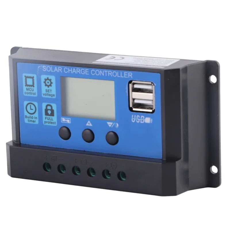 12V 24V Auto 20A Lead-Acid Battery Solar Charge Controller PWM Regulator Dual USB 5V Output