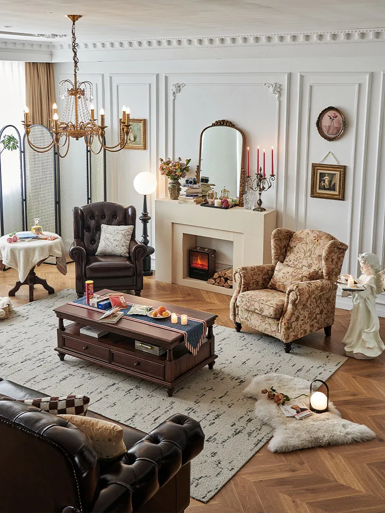 Single sofa chair retro living room leisure chair tiger stool