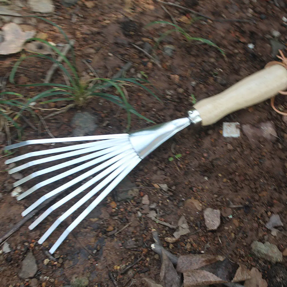 1Pcs Stainless Steel Agricultural Rake Lightweight Garden Rake for Soil Loosening Grass Digging Gardening Tool Yard Cultivation