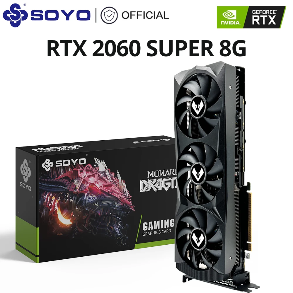 SOYO World Premier Nvidia Geforce RTX2060 SUPER GDDR6 8G Kartu Grafis 256Bit Kartu Logo RGB Video Gaming Kartu GPU Baru Penuh