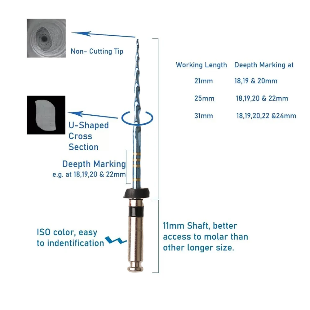 6 sztuk/pudło Orthdent Dental posuwisto-zwrotne niebieskie pilniki endodontyczne tylko jeden silnik użyj aktywowany ciepłem 21/25/31mm Instrument