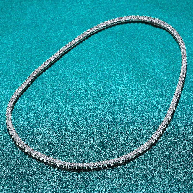 0.3ct Princess Moissanite Chain Necklace Solid 925 Sterling Silver Fine Jewelry Iced Diamond Link Charm Necklaces Girls