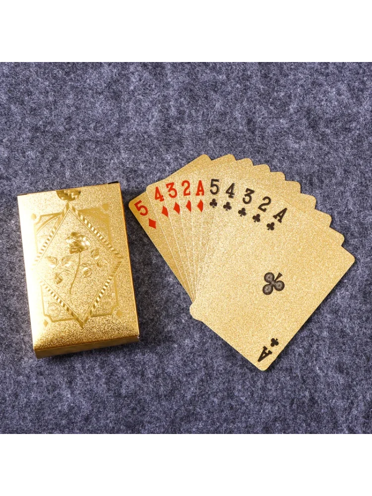Party Games Using Cards - 金箔スカルポーカーカード防水 PVC プラスチックマジックカードギャンブルボードゲーム洗える柔軟な使用トランプ