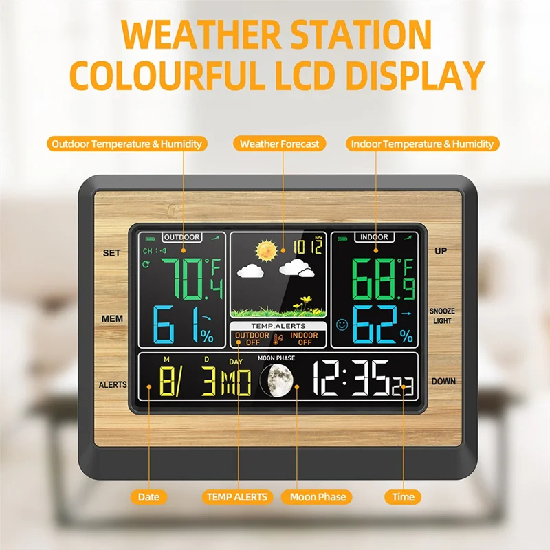 

-A25M Wireless Weather Station 6 Inch Color Screen Digital Temperature Humidity Meter Weather Forecast Station With Sensor