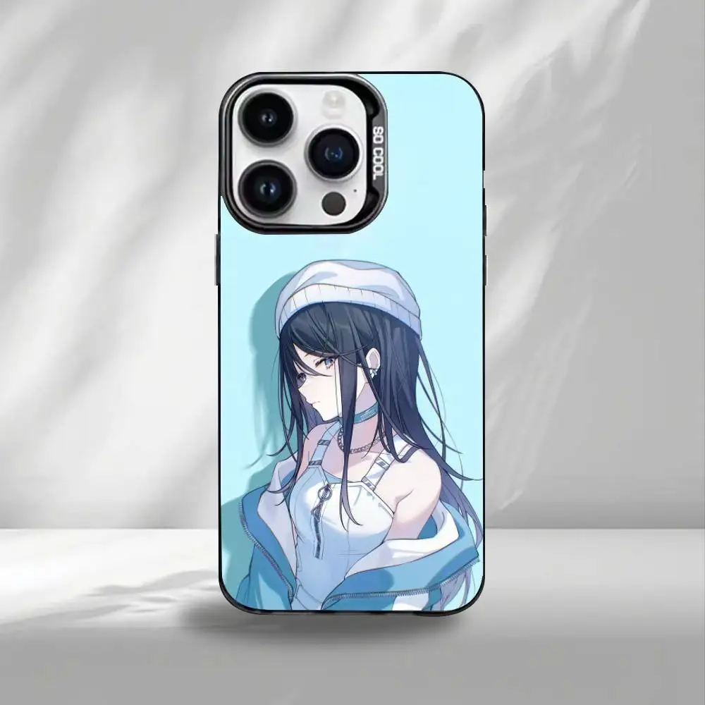 Lchika hoshino capa de telefone para iphone17,16,15,14,13,12,11 plus, pro max preto colorido banhado a prata dentro da capa