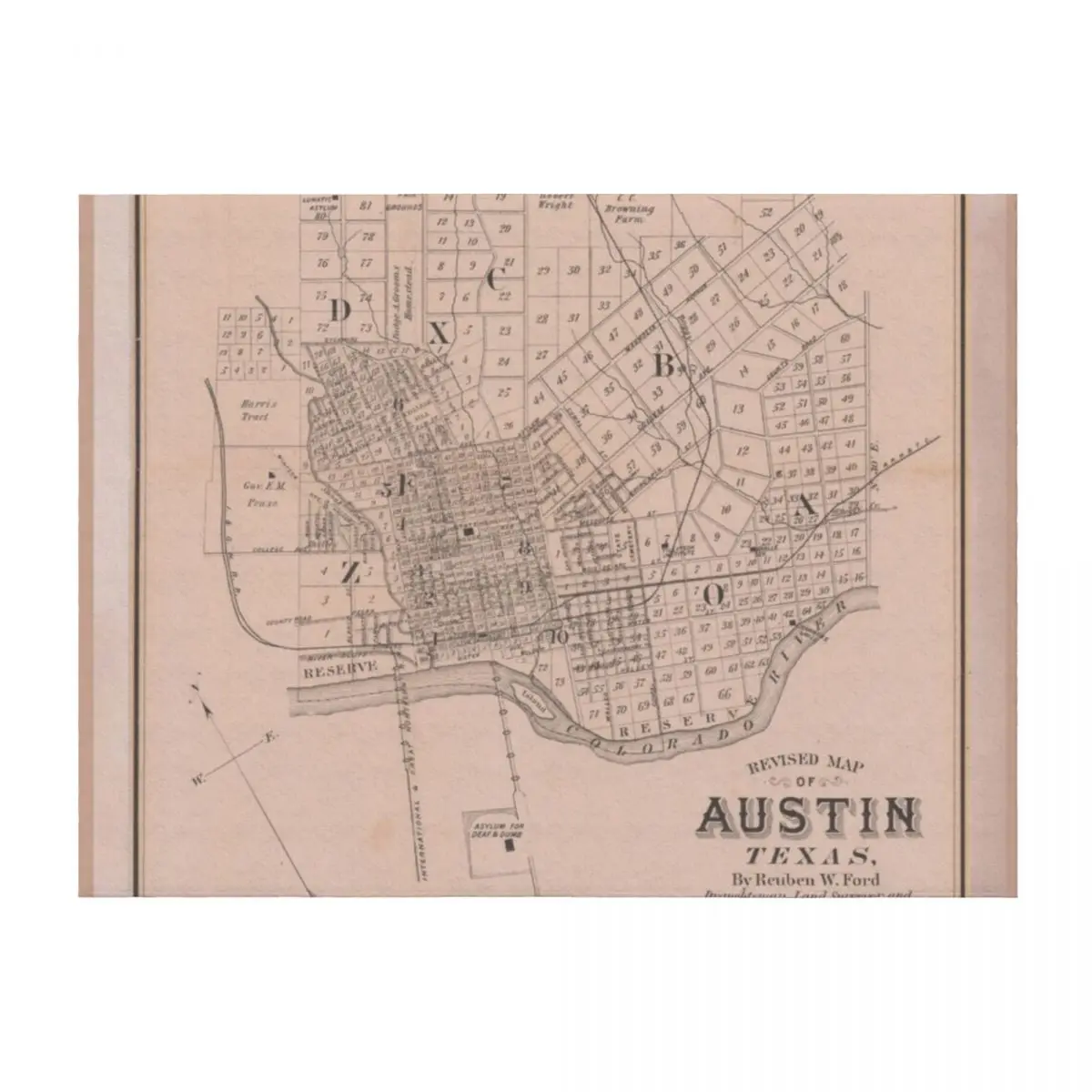 

Old Austin TX Map (1885) Vintage Texas Capital City Atlas Throw Blanket Travel Plaid blankets ands Soft Big Blankets