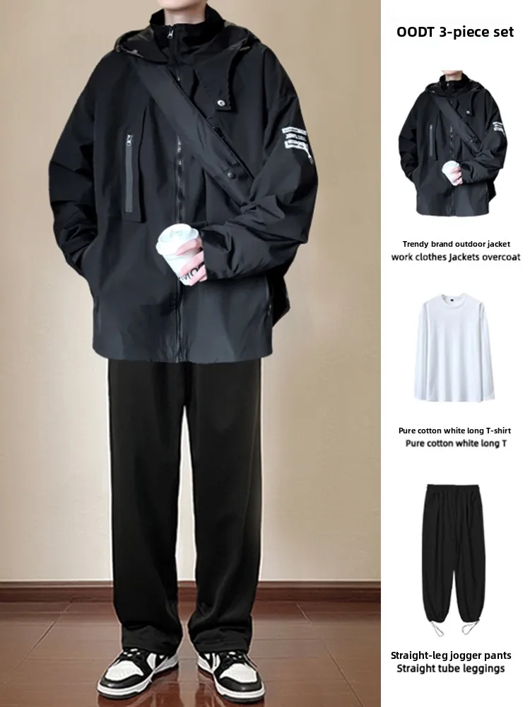 

American Sle Vintage MA- Jaet Set for Teenage Boys Autumn Wear Polyester Fiber Long Sve Zipper Closure Hooded Coat