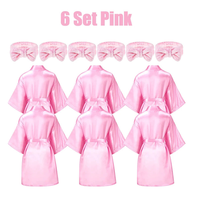 Votas de festa de spa de 6-18pcs para meninas aniversário Kimono Satin Robe Slumber Party Siporevever pijama Party Vestes Rosa Party Favors