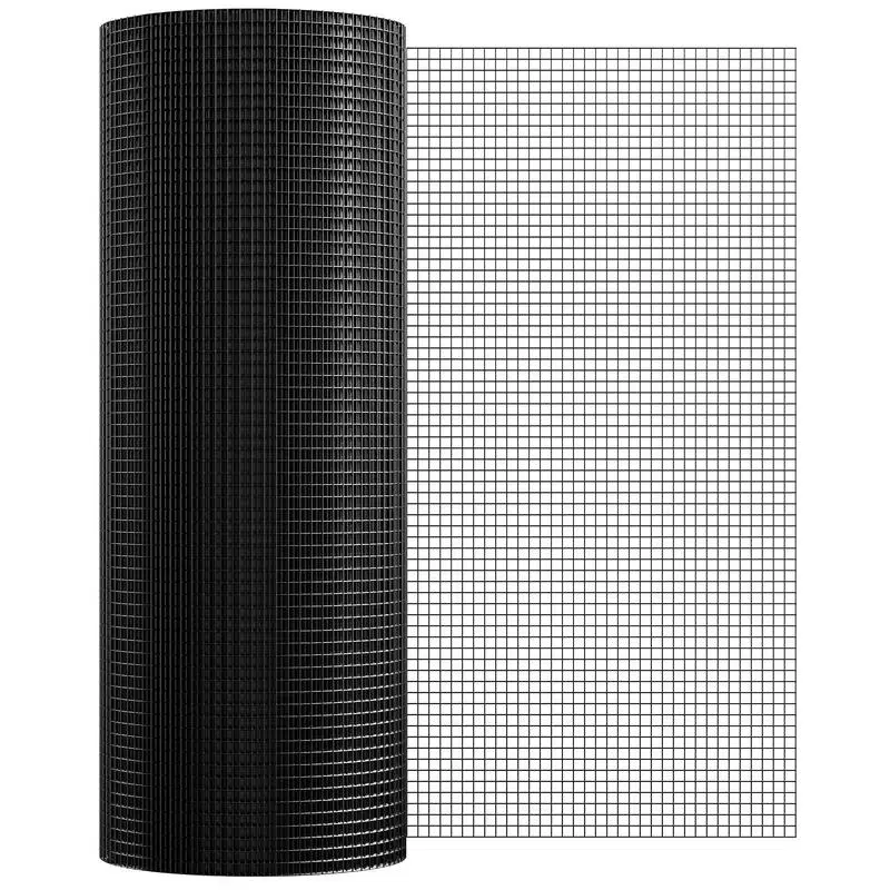 Vinyl Coated Hardware Cloth 36'' X 100' for Chicken Coop, Rabbit Fence, Poultry Enclosure, 19 Gauge Galvanized Metal Wire Mesh Roll, Black Protective Layer Barrier Snake Screen Garden Protection Netting