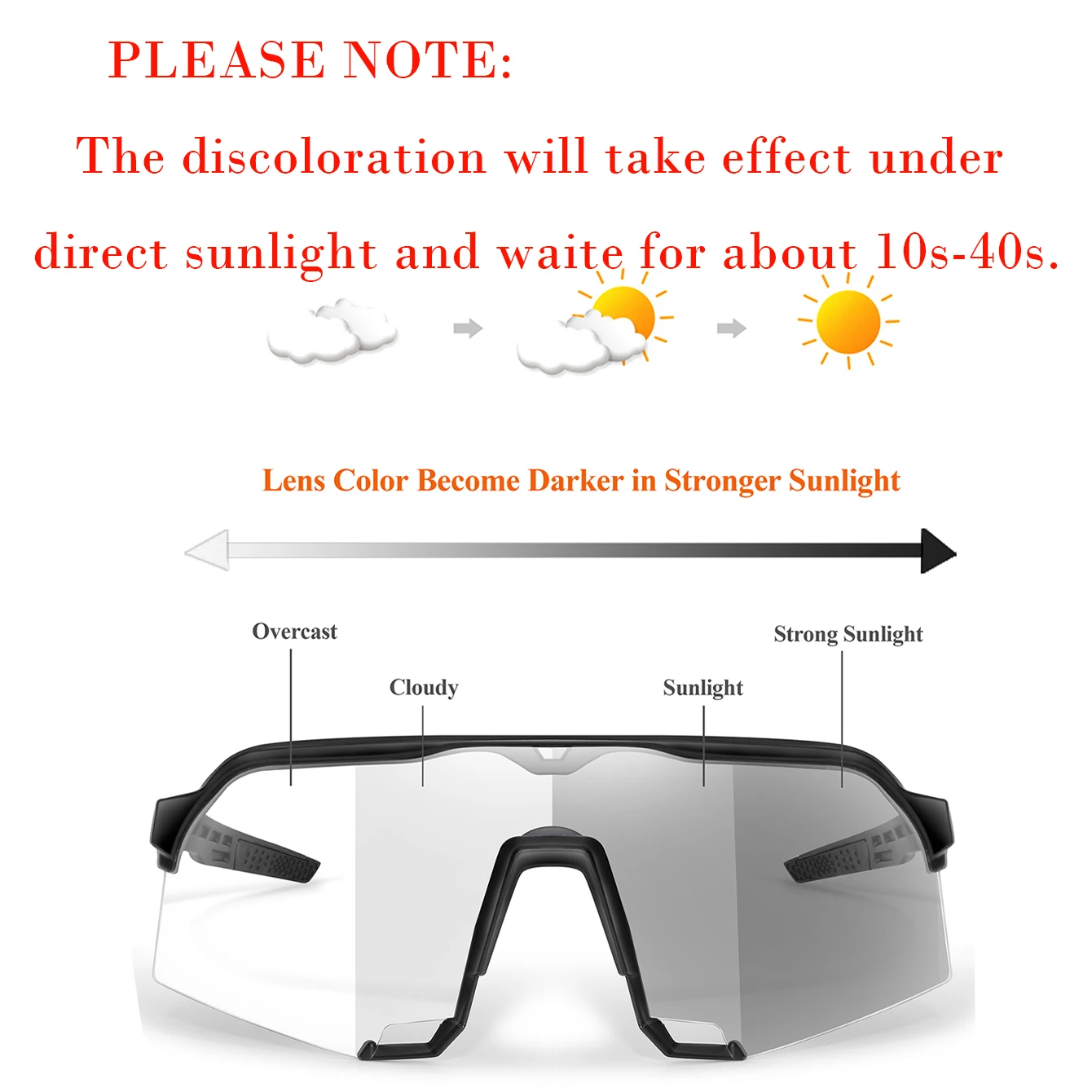 Fashion Photochromic Sunglasses for Men Women Outdoor Mtb Bicycle Cycling Running Eyewear Windproof Goggles Oversize Shades