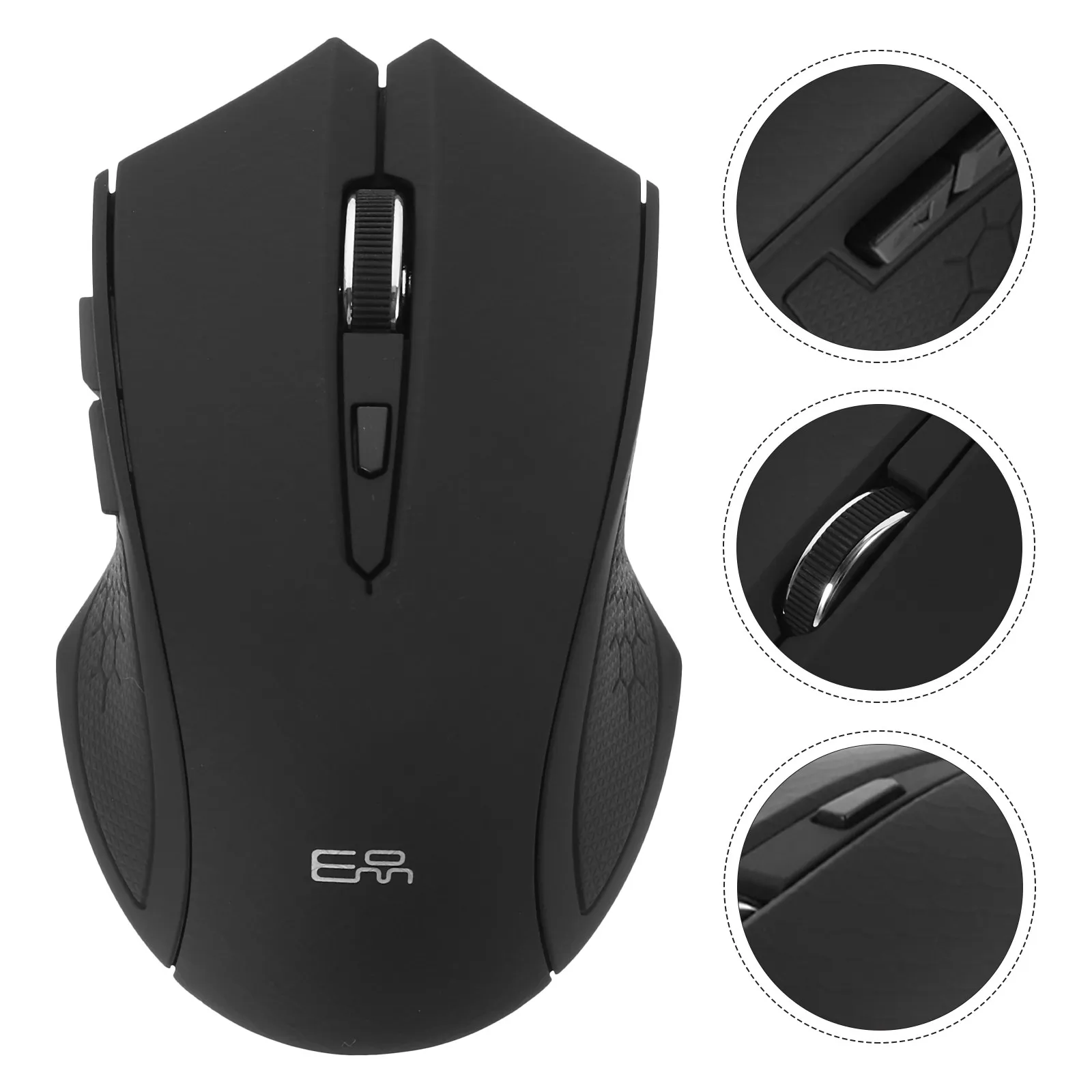 

U Shaped 6 Keys Wireless Mouse 2.4ghz Mini Receiver Ergonomic Comfort Grip Silent Clicking for Pc Laptop Computer Black