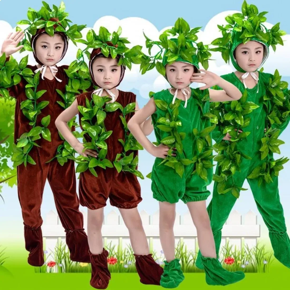 

Children Tree Dance Costume Stage Performance Outfit Boys and Girls Tree Cosplay Costume Christmas and Halloween Dress Up